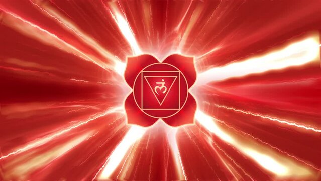 Spiritual Rotating Root Chakra Muladhara Red Loop Meditation Animation