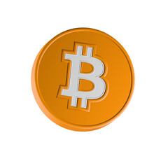 Gold Bitcoin coin. Cryptocurrency, blockchain, finance and investment concept