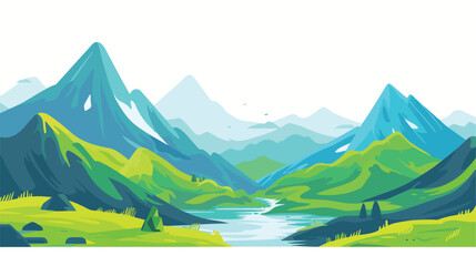 Landscape for wallpaper. Vector illustration in flat