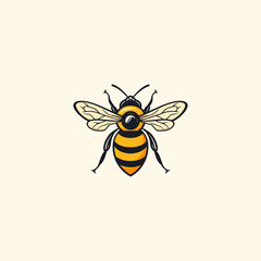 Bee logo design vector flat illustration template