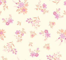 pattern on a white background with a  wild  flowers of different sizes artwork for tattoo, fabrics, souvenirs, packaging, greeting cards and scrapbooking