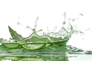 Aloe vera gel splash with aloevera plant
.isolated on white background
