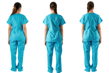 Blue and turquoise medical uniforms isolated on white,
.isolated on white background
