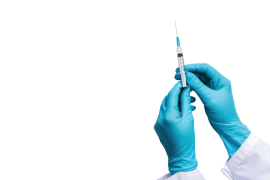 Doctor hands holding syringe get ready for vaccine,
.isolated on white background