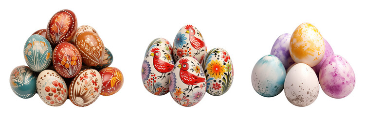 Traditional Hand-Painted Easter Eggs with Folk Patterns.