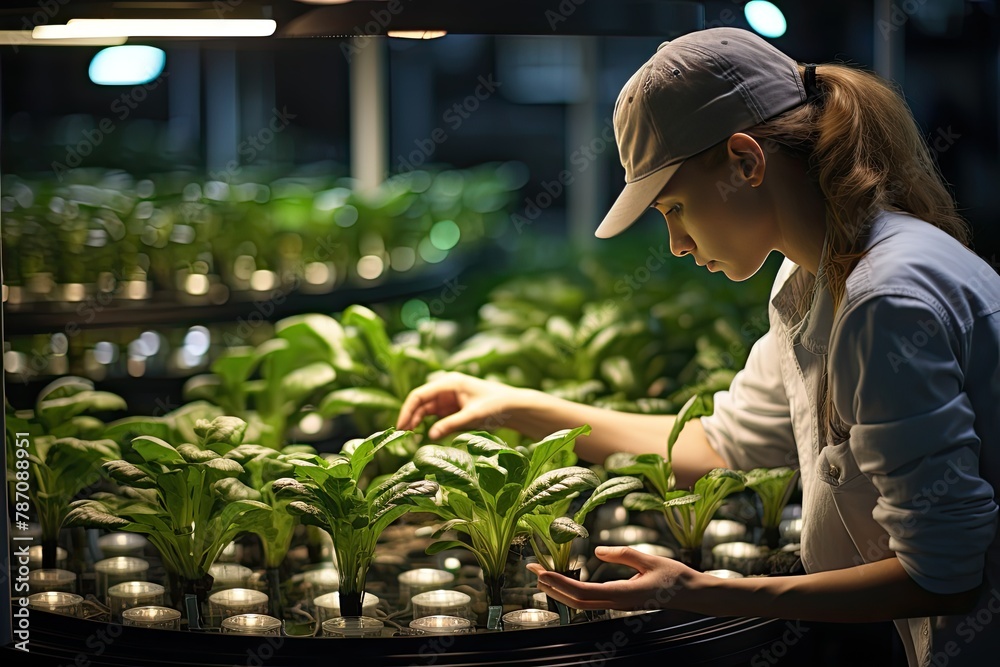 Aufkleber Immerse in a laboratory setting featuring fermentation reactors and scenes of plant genetic engineering. Reflecting cutting-edge research in agricultural science, Generative AI.
