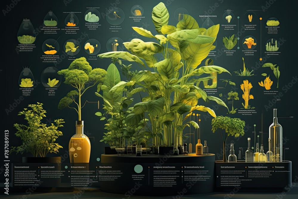 Aufkleber Immerse in a laboratory setting featuring fermentation reactors and scenes of plant genetic engineering. Reflecting cutting-edge research in agricultural science, Generative AI.