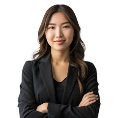 Asian businesswoman portrait. Beautiful businesswoman wearing black suit.