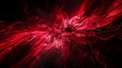 Vivid, dynamic digital illustration of an abstract red explosion with intricate details