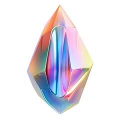 crystal-like cube with an iridescent coating