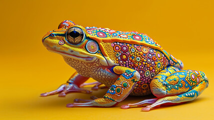 Attractive and multicolored frog with elegant design. Digital art