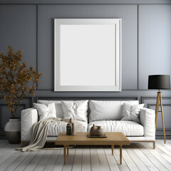 Mock up Poster in the interior of the living room. 3d render