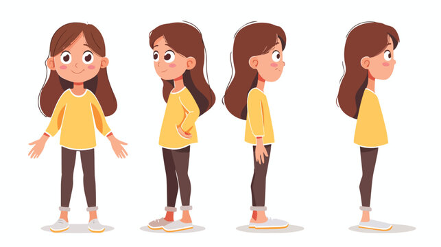 Little girl daughter character flat vector isolated 