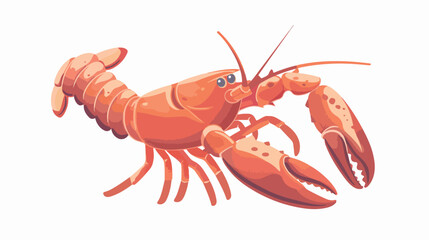 Lobster Marine Animal Colored Cartoon flat vector isolated