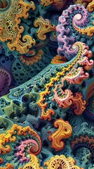 Obraz premium Vibrant 3d fractal pattern with intricate designs and dynamic colors