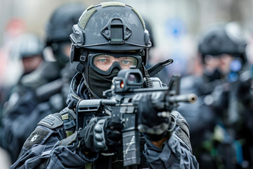 A german police swat team in action
