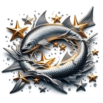 two koi fish stcok vector,Pisces zodiac sign represented by two fish swimming in opposite directions white background