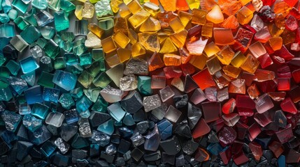 Colorful mosaic of glass chunks background - obrazy, fototapety, plakaty