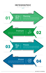 Infographic 4 Step timeline journey, Arrow flat simple infographics design template. presentation graph. Business concept with 4 options, vector illustration.