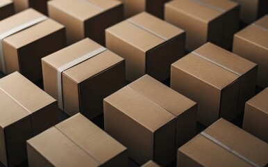 large pile of cardboard boxes on a black background