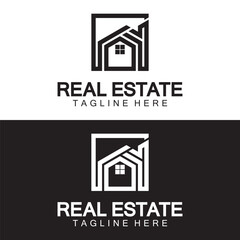 Real Estate Logo Vector. Logo Design Template for Property Real Estate Illustration with House Icon line minimalist concept