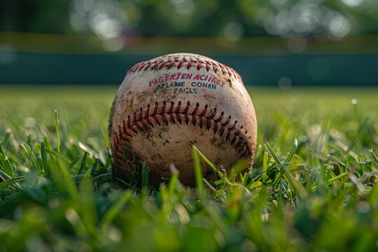 A baseball sitting on a pitching mound.