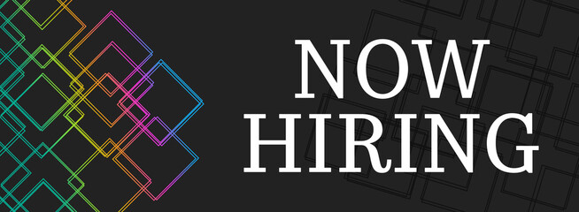 Now Hiring Colorful Lines Squares Left Text Horizontal 