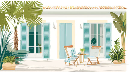 Mediterranean villa patio on the French Riviera flat