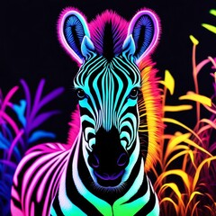 Colorful neon zebra illustration