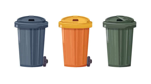 Metal trashcan for garbage with closed cover vector illustration