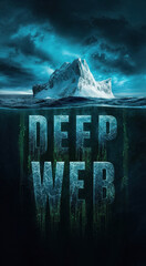 The Deep Web Concept art. Unveiling the Deep Web: Exploring the Hidden Layers of the Internet Beneath the Surface of the Iceberg.  Below the Deep Web's Surface, Unveiling Its Esoteric and Enigmas 