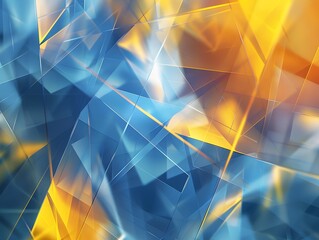 Futuristic blue and yellow geometric interface background, in glas blurred style, modern backdrop