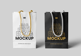 Leather Gift Bag Front View Mockups - obrazy, fototapety, plakaty