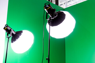 Green Screen Studio with spotlights