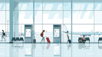 Modern international airport vector illustration