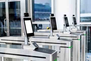 Background of empty electronic checkpoint gates