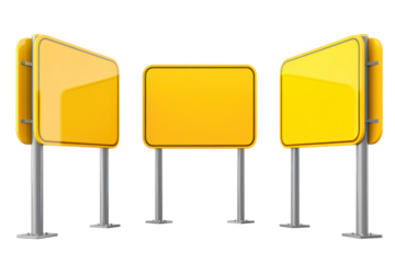 Collection of blank yellow road signs or Empty traffic
.isolated on white background