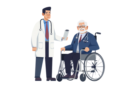 old man sitting in a wheelchair
.isolated on white background