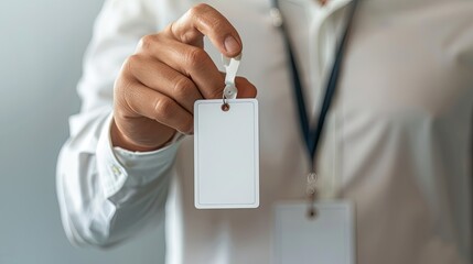 Businessman showing an empty business card, closeup shot