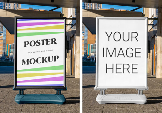 Street Poster Stand Mockup