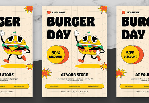 Cream Yellow and Orange Burger Flyer