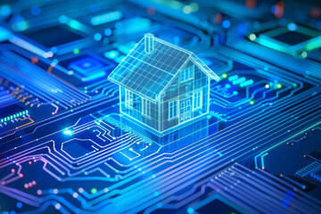 A house is built on a circuit board
