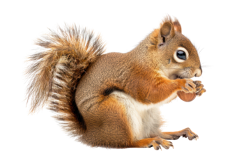 red squirrel eating food
.isolated on white background