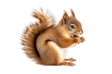 red squirrel eating food
.isolated on white background