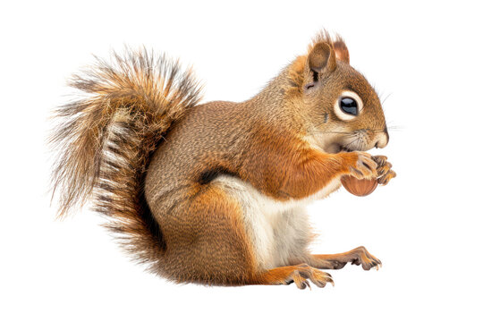 red squirrel eating food
.isolated on white background