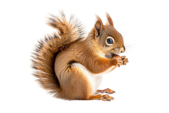 red squirrel eating food
.isolated on white background