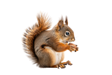 red squirrel eating food
.isolated on white background