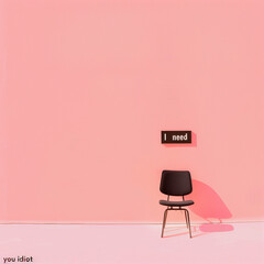 chair in the empty room with text 