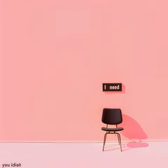 Foto op Canvas chair in the empty room with text "I need you,idiot".Minimal creative emotional concept © sunaiart