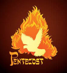 Pentecost sunday. Baptism with the Holy Spirit. Vector drawing icon - 787100909